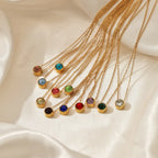 Necklace with round birthstone pendant for women