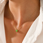 Necklace with round birthstone pendant for women