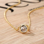Necklace with round birthstone pendant for women