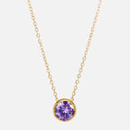Necklace with round birthstone pendant for women