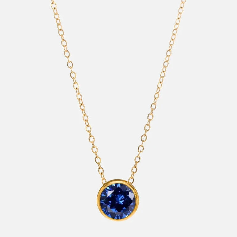 Necklace with round birthstone pendant for women