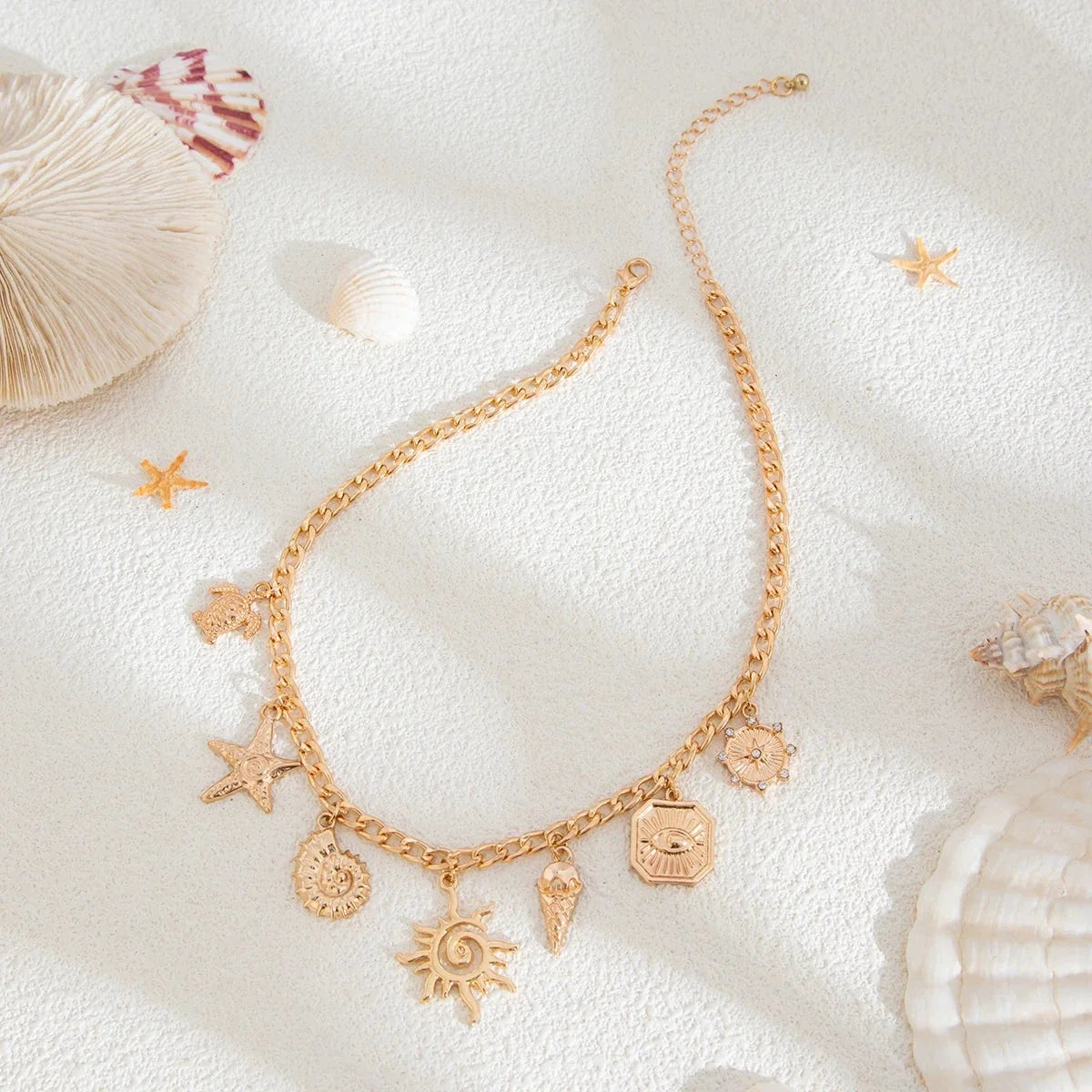 Necklace with Sun and Shell Pendant 2