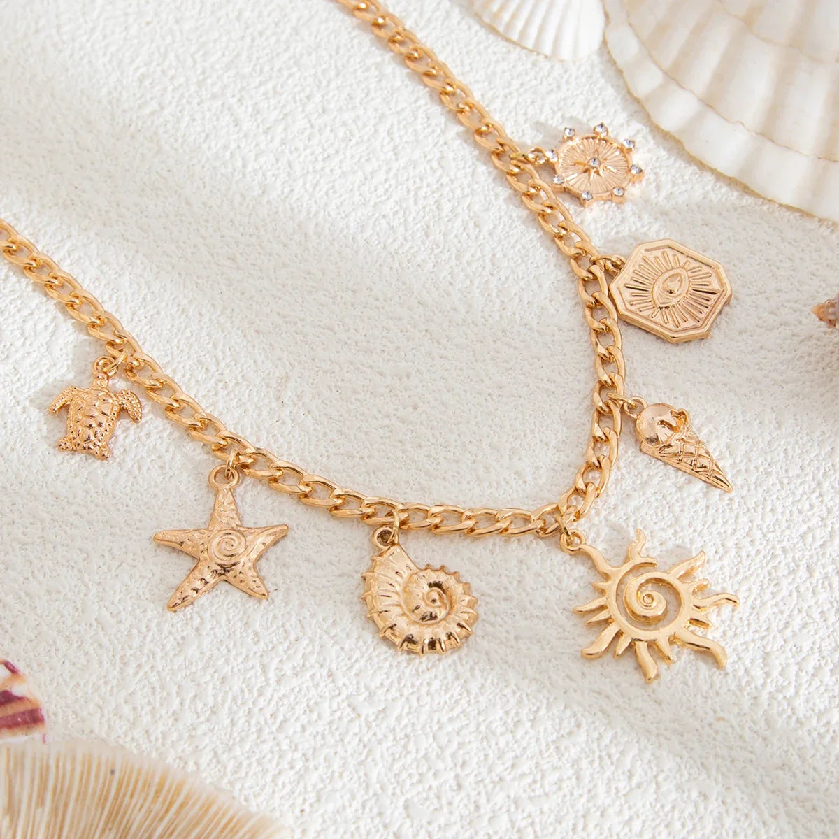 Necklace with Sun and Shell Pendant 2
