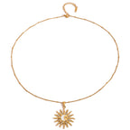 Collier avec Charmant Pendentif Soleil et Lune
