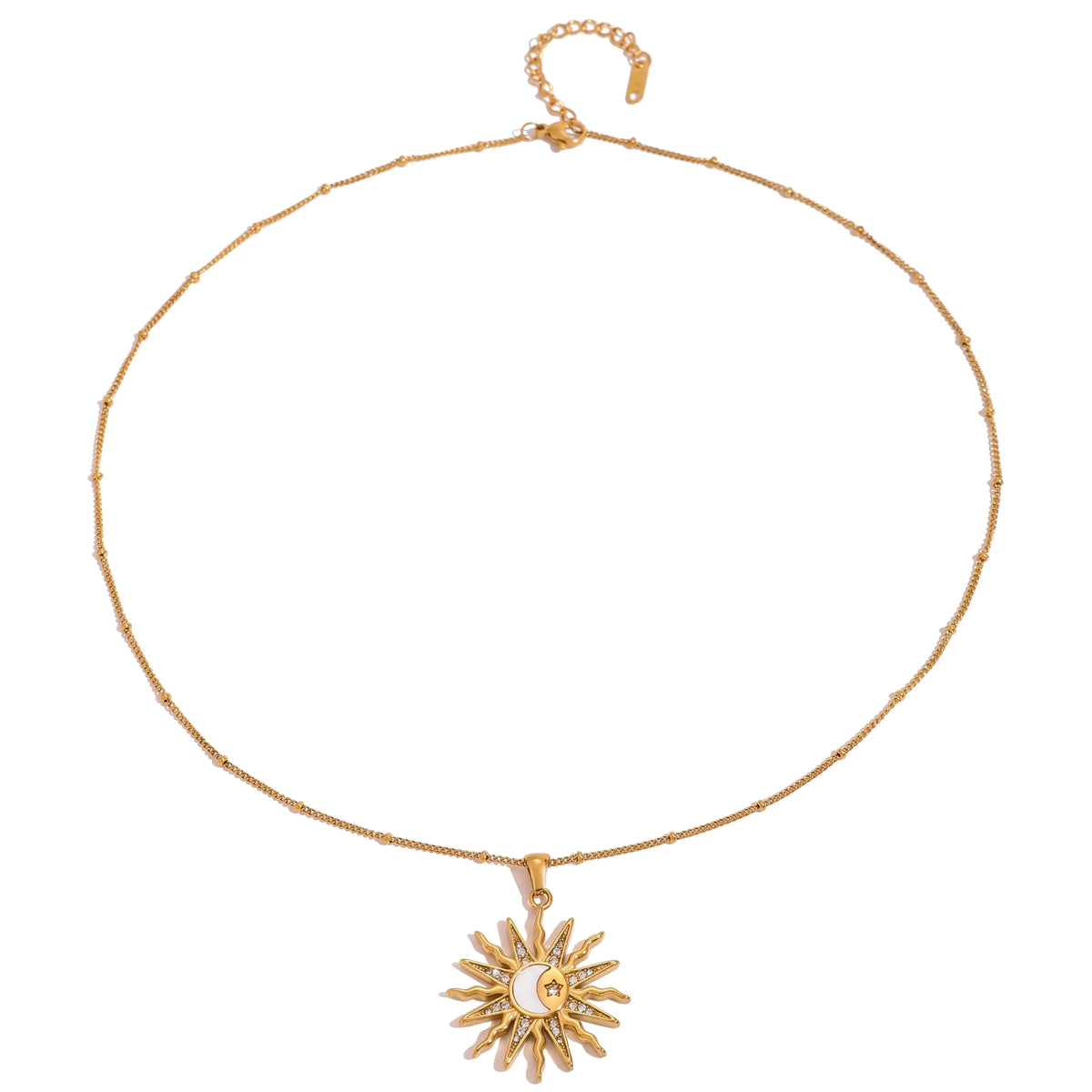Collier avec Charmant Pendentif Soleil et Lune