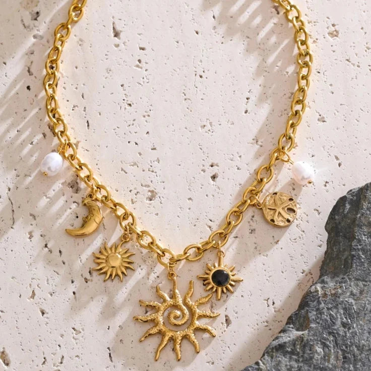 Sun and Moon Pendant Necklace for Women