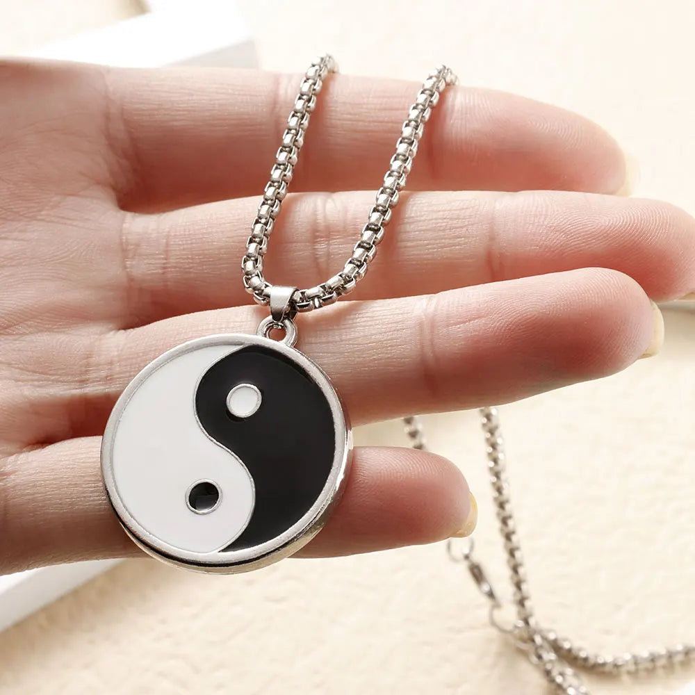 Yin Yang Black and White Pendant Necklace