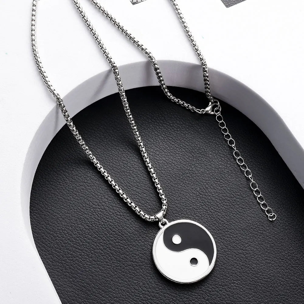 Yin Yang Black and White Pendant Necklace