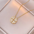Collier Ras de Cou avec Pendentifs Coeurs Trèfle à 4 Feuilles pour Femme or
