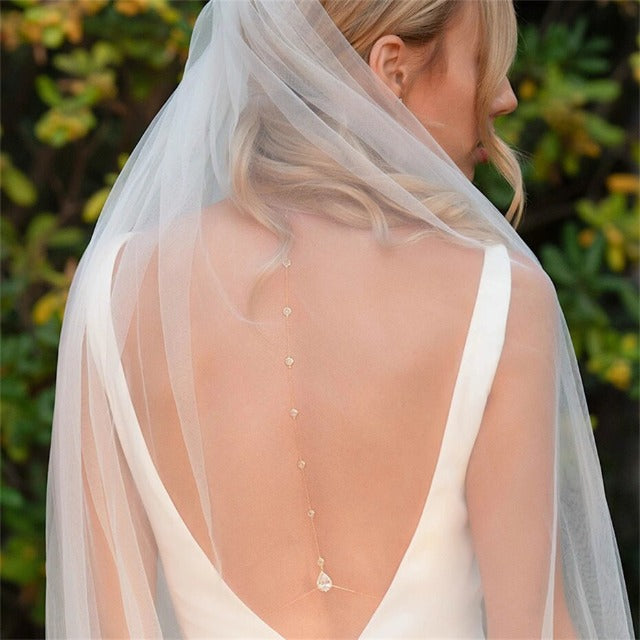 Back-Chain Wedding Necklace with Diamonds