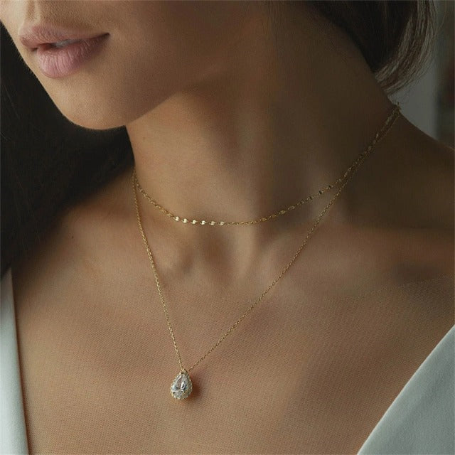 Back-Chain Wedding Necklace with Diamonds