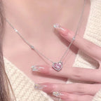 Collier Cœur Brillant pour Femme en Argent Véritable