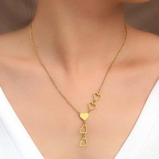 Long Gold Heart Necklace