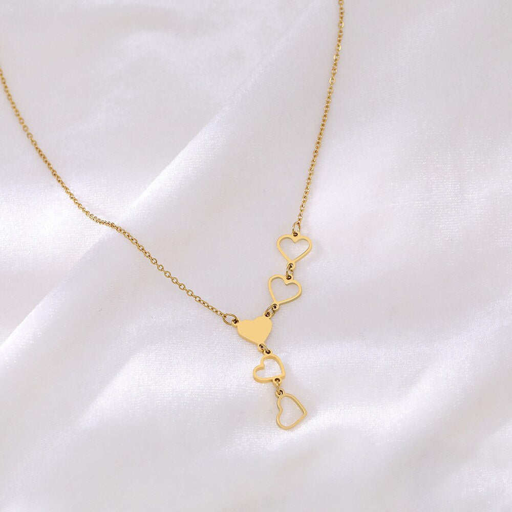 Long Gold Heart Necklace