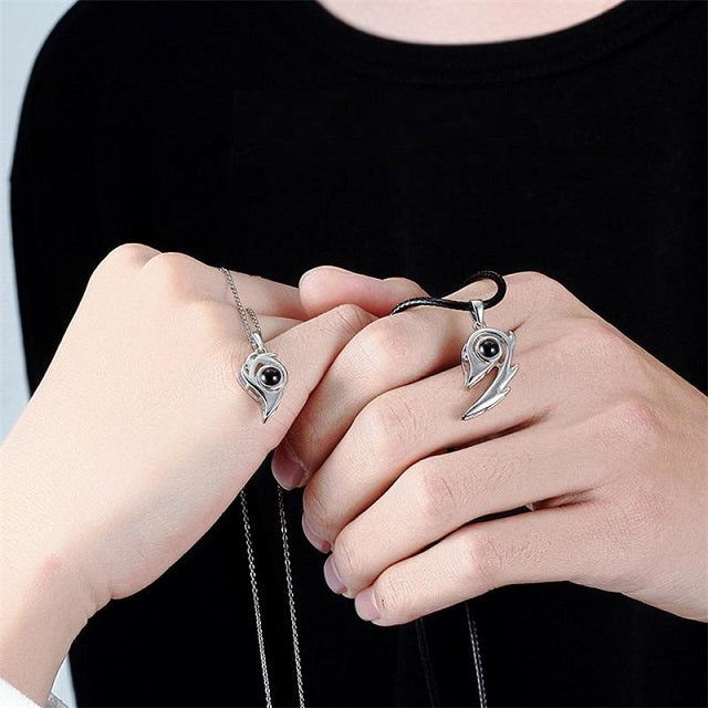 Separable Heart Necklace for Couples silver
