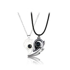 Separable Heart Necklace for Couples black and silver