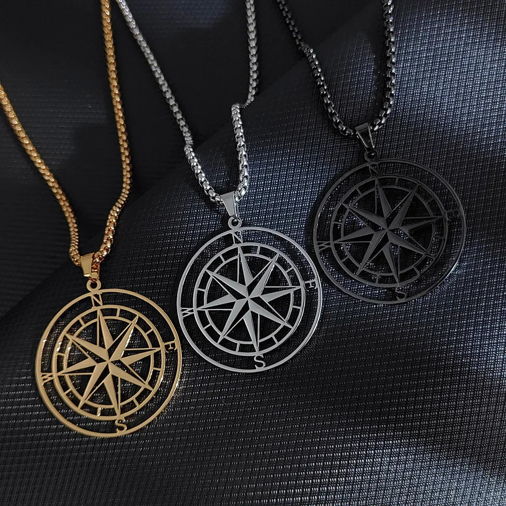 Compass Necklace Compass Pendant Wind Rose Cardinal Points black
