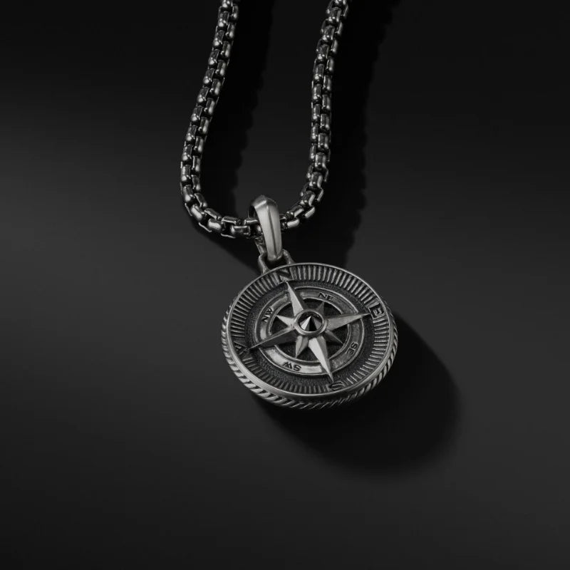 Compass Necklace with Compass Pendant for Men, Wind Rose