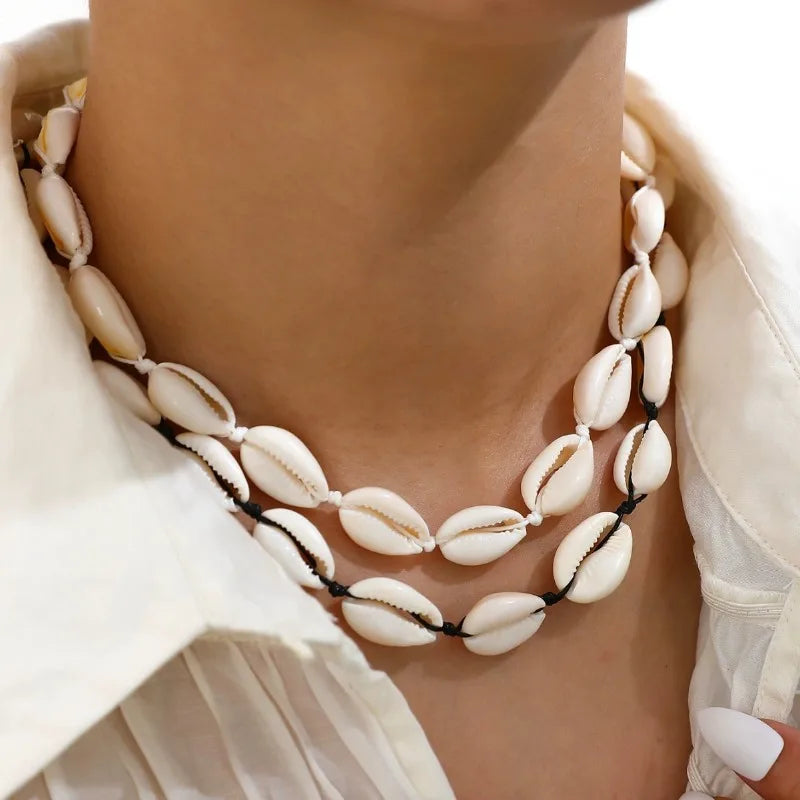 White cowrie shell necklace