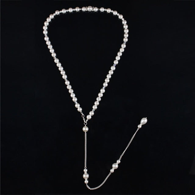 Back Necklace for Women with Pearls for Weddings