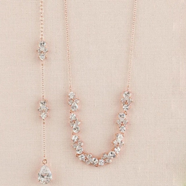 Wedding Back Necklace in Rose Gold