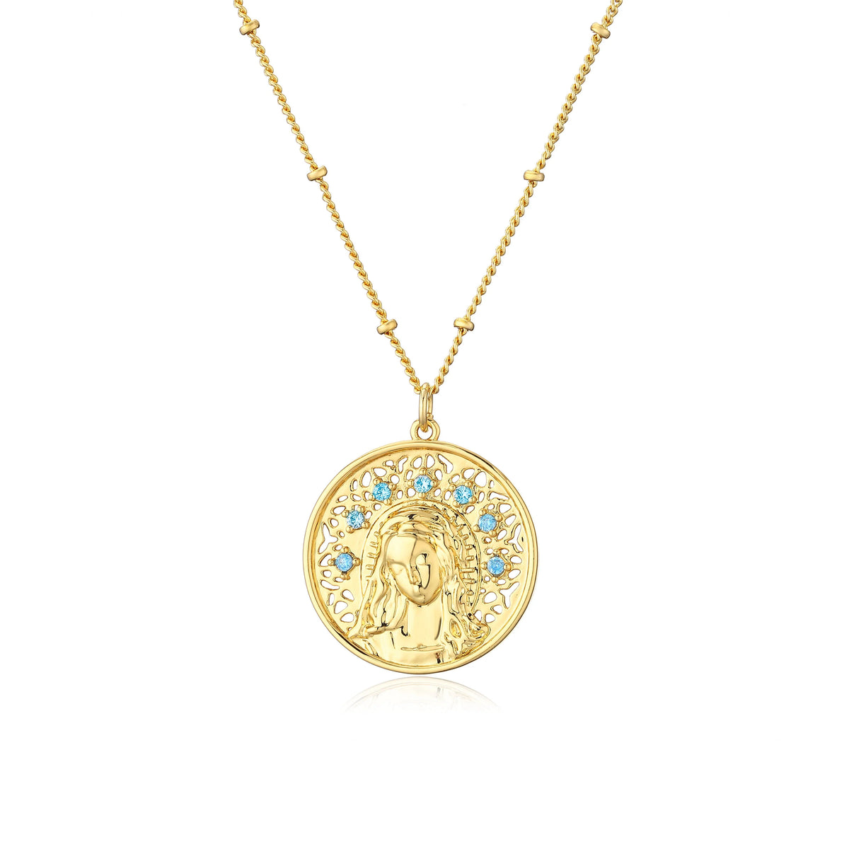 Virgin Mary Necklace Christian Pendant gold
