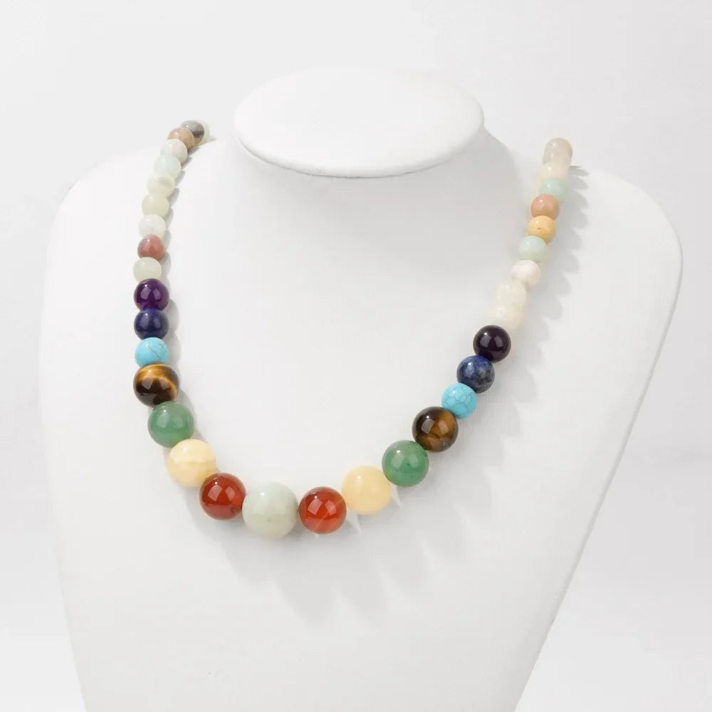 Protection Necklace with 7 Chakra Stone Pendant amazonite