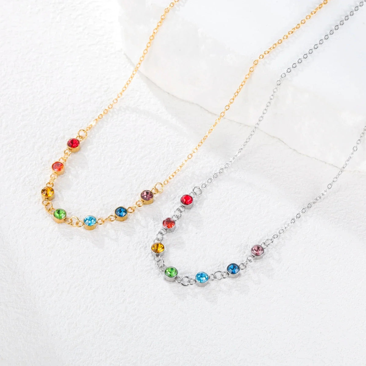 Protective Necklace with 7 Chakra Stone Pendant for Women, gold