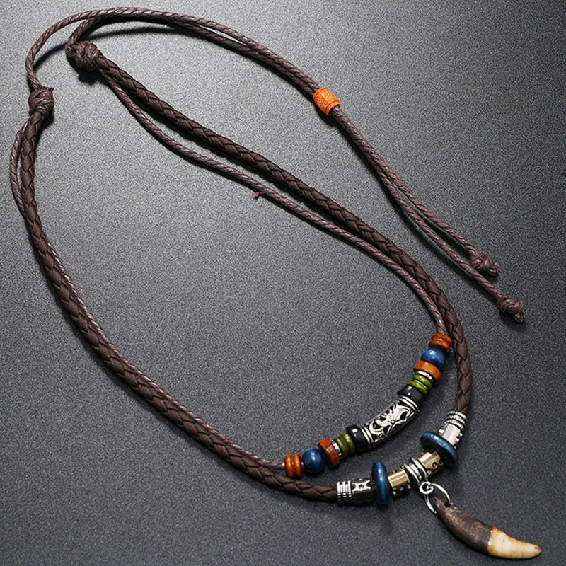 Collier Double avec Pendentif Dent de Requin