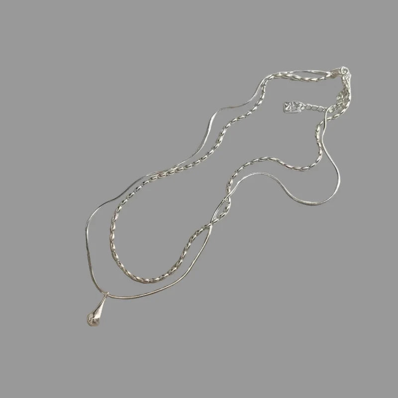 Double Necklace with Water Drop Pendant