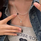 Double Necklace with Water Drop Pendant