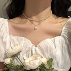 Элегантное двойное колье с подвеской из жемчужины, золото