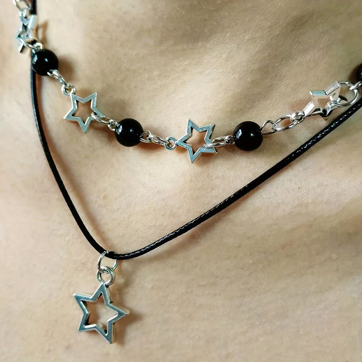 Collier Double Rang Pendentif Etoile
