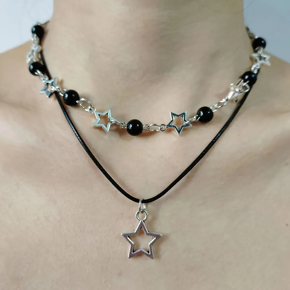 Collier Double Rang Pendentif Etoile