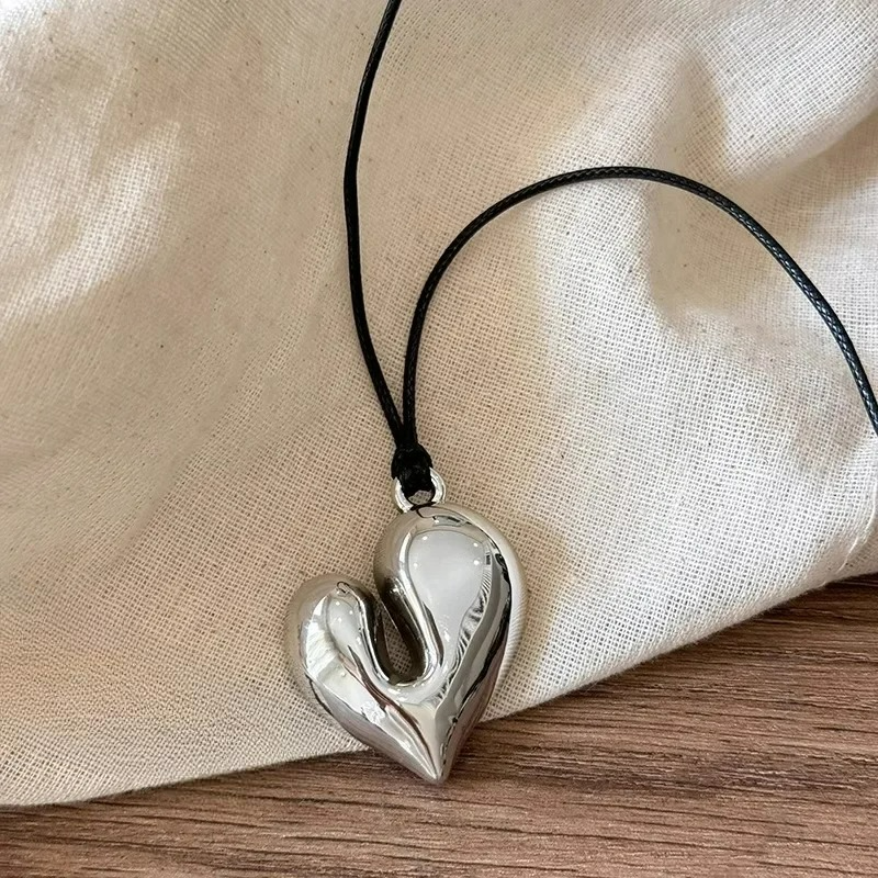 Cord Necklace with Silver Heart Pendant