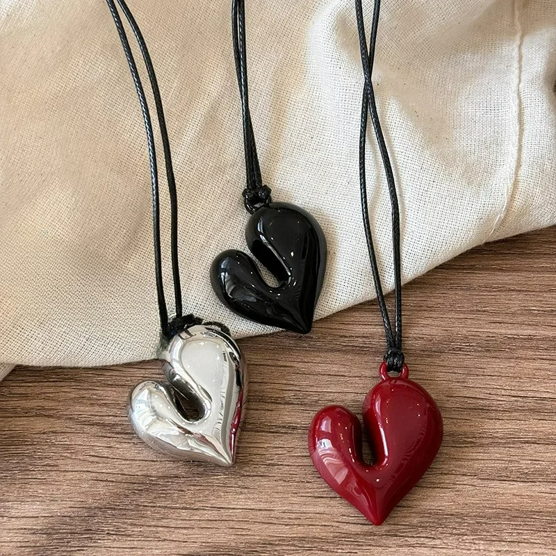 Cord Necklace with Red Heart Pendant