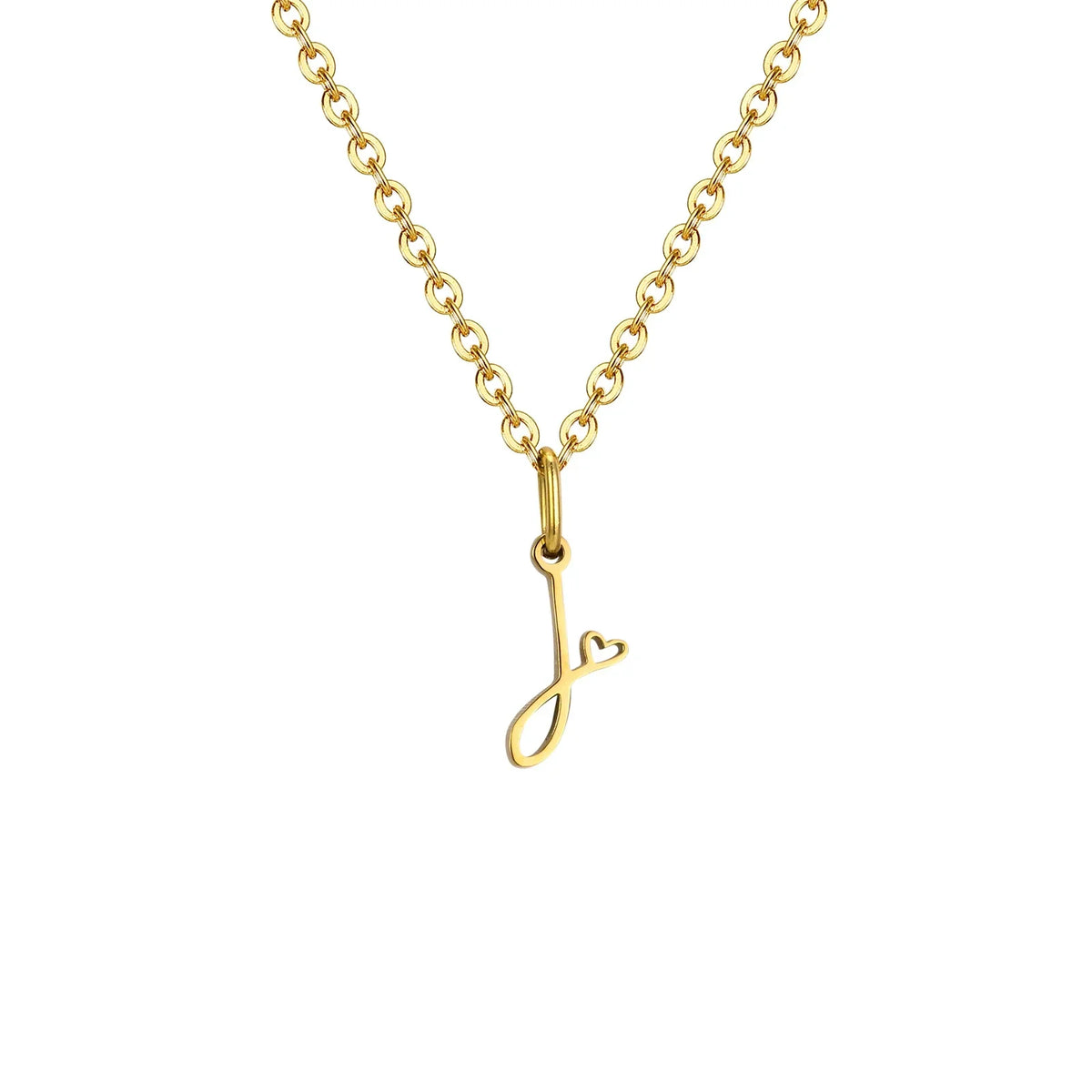 Women’s necklace with initial letter and heart pendant j