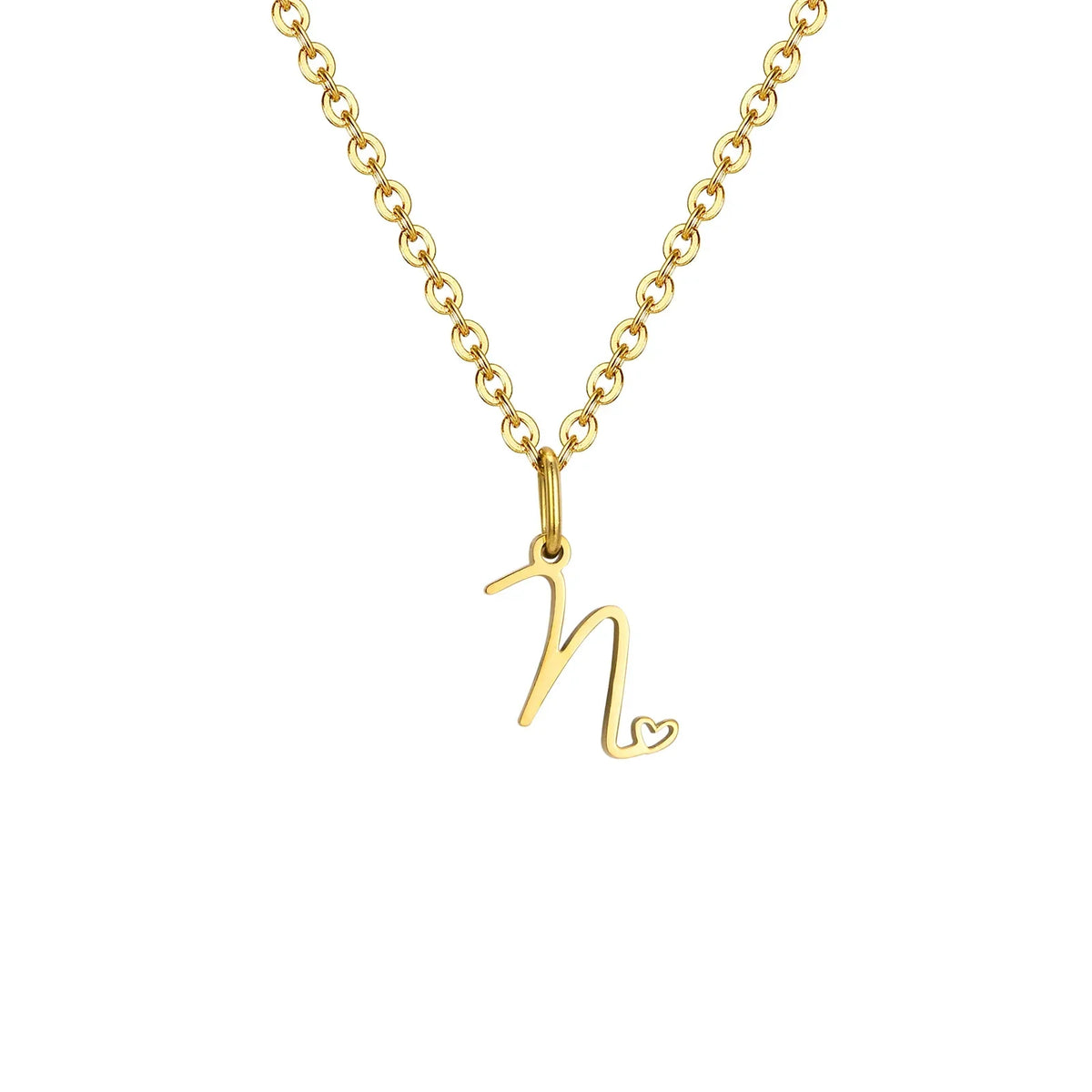 Women’s necklace with initial letter and heart pendant n