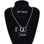Fer-à-Cheval Necklace with White & Black Lucky Horseshoe Pendant