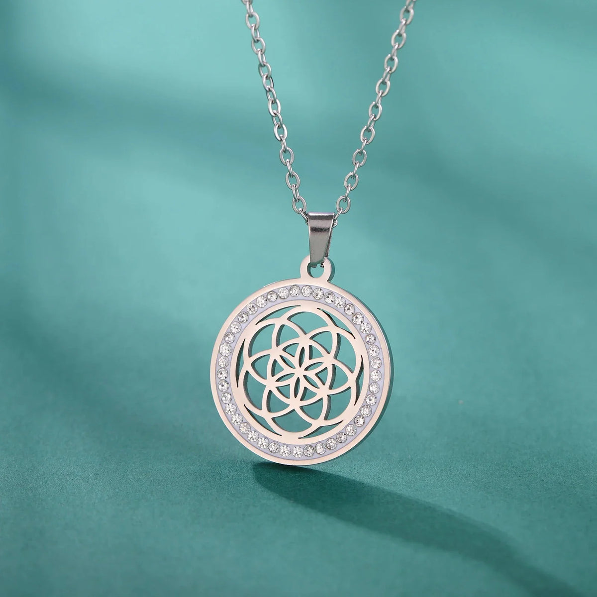 Life Seed Necklace Women's Pendant Flower of Life silver