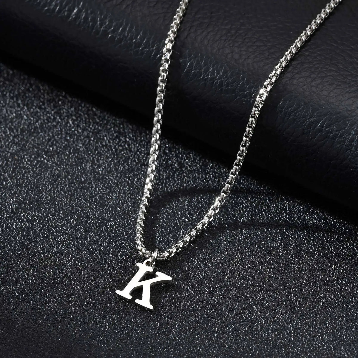 Men's necklace with initial K pendant