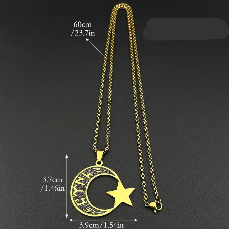 Men's "türk" necklace in Göktürk runes: crescent moon and star