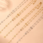 Collier Long avec Pendentifs Trèfle à 4 Feuilles et Zircon or