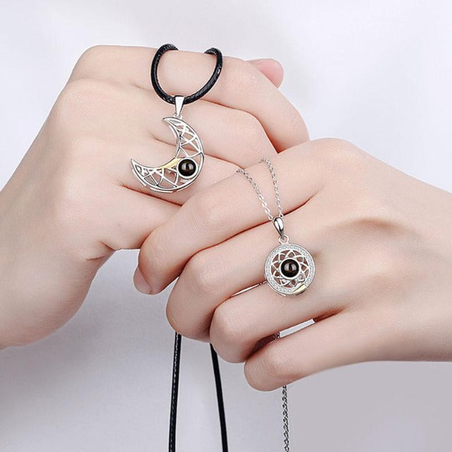 Moon and Sun Couple Necklace silver