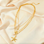 Collier Multirang Pendentif Coquillage Etoile de Mer Conque Coquille Saint-Jacques