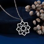 Collier Octagramme Pendentif Mandala Géométrie Sacrée argent