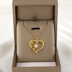 Pendant Necklace with Heart and Rotating Flower Stress-Relief