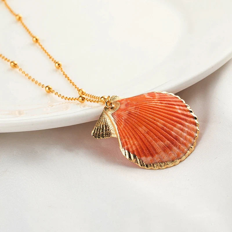 Collier Pendentif avec Jolie Coquillage Coquille Saint-Jacques 1