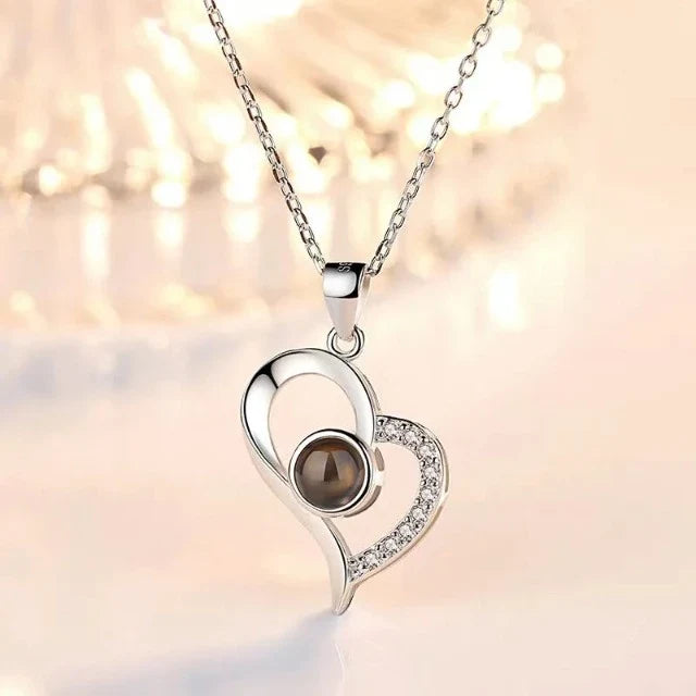 Heart Pendant Necklace "I Love You" with Gift Box silver
