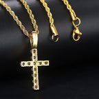 Necklace & Cross Pendant Gold Zirconia